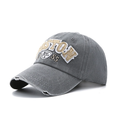 Berretto da Baseball Invecchiato in Cotone Lavato Vintage Americano con Ricamo Boston Cappello da Sole per Uomo Donna Streetwear Regolabile