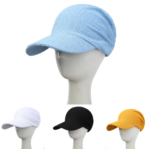 Gorra de Béisbol Plisada para Mujer Algodón Poliéster Protección Solar Color Sólido Transpirable Ajustable Aire Libre