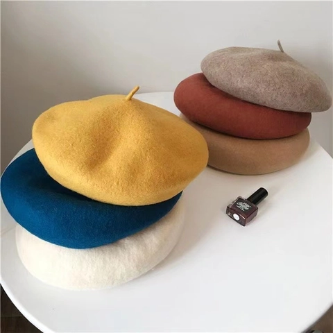 Women Classic Cotton Beret Hat French Style Solid Color Breathable Painter Cap For Daily Travel Vintage Mushroom Hat
