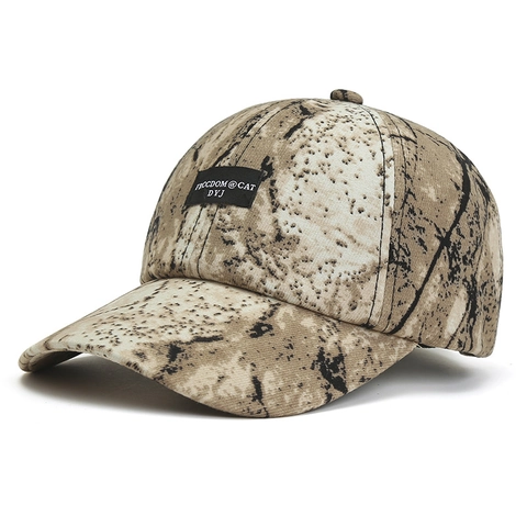 Berretto da Baseball Mimetico Unisex Ricamo Lettere Etichetta Tesa Estesa Protezione Solare Outdoor Poliestere Cappello Regolabile