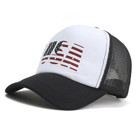 USA Letter Print Mesh Trucker Hat Ademend Verstelbaar Snapback Baseballpet Voor Heren Dames Outdoor Zonbescherming Hoofddeksel