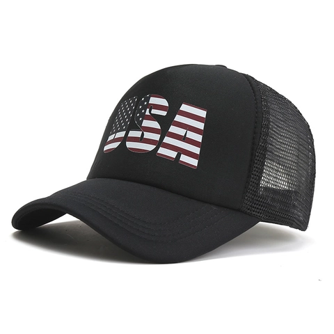 USA Letter Print Mesh Trucker Hat Ademend Verstelbaar Snapback Baseballpet Voor Heren Dames Outdoor Zonbescherming Hoofddeksel