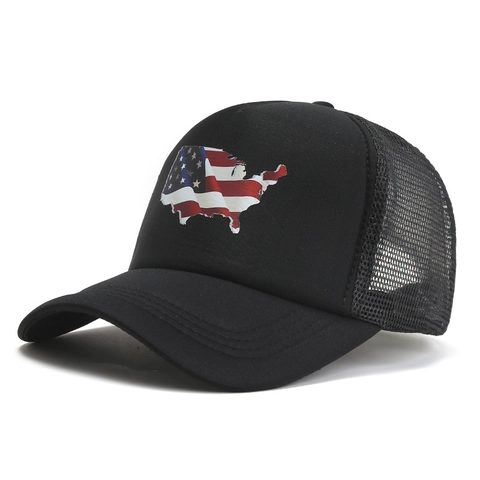USA Vlag Kaart Bedrukte Truckerpet Ademend Mesh Baseballpet Verstelbare Snapback Zonwering Outdoor Sportpet voor Heren Dames