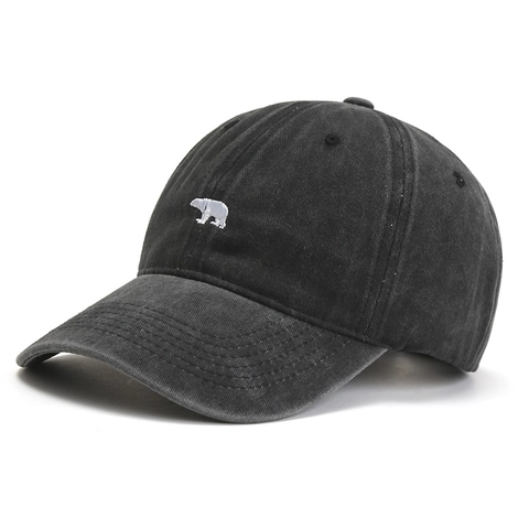 Gorra de Béisbol Vintage de Algodón Lavado Con Oso Polar Bordado para Hombre Mujer Ajustable Protección Solar Retro Denim Dad Hat