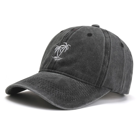 Vintage Gewassen Katoenen Honkbalpet Geborduurde Kokosboom Outdoor Zonnehoed Verstelbare Retro Hiphop Truckerpet voor Unisex