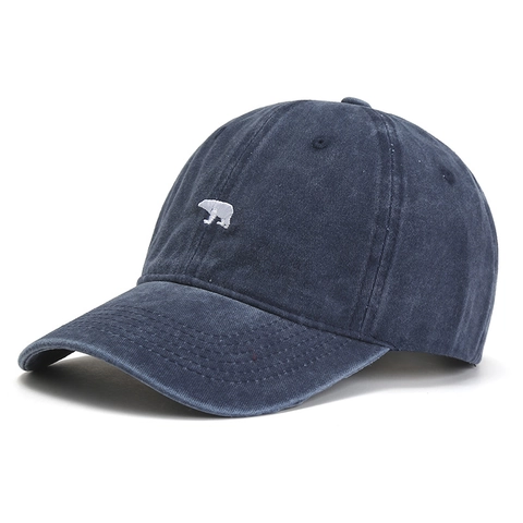Gorra de Béisbol Vintage de Algodón Lavado Con Oso Polar Bordado para Hombre Mujer Ajustable Protección Solar Retro Denim Dad Hat