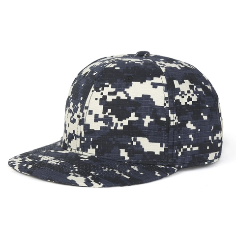 Digital Camouflage Snapback Baseball Cap Polyester Printed Flat Brim Hat For Outdoor Sun Protection Streetwear Hip Hop Men