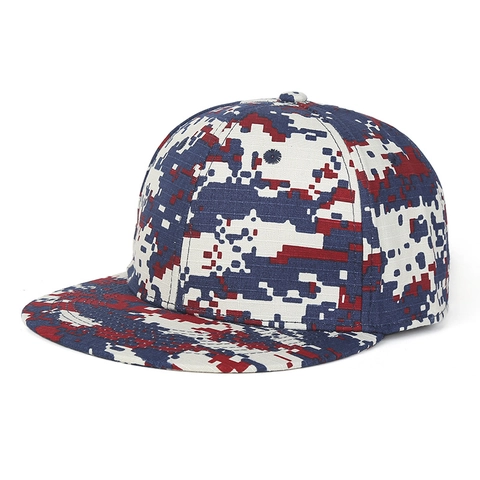 Digital Camouflage Snapback Baseball Cap Polyester Printed Flat Brim Hat For Outdoor Sun Protection Streetwear Hip Hop Men