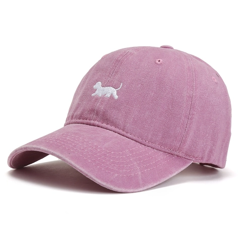 Gorra de Béisbol de Algodón Lavado Vintage Con Bordado de Cachorro Efecto Desgastado Parte Superior Suave Ajustable Unisex Casual