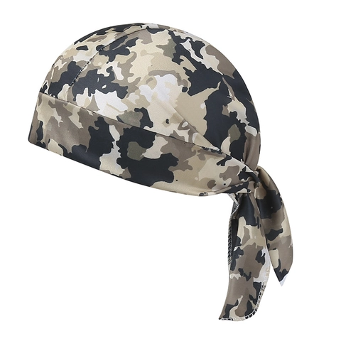 Camouflage Piratenhoed Durag Heren Dames Ademend Sneldrogend Wielrennen Bandana Zonbescherming Outdoor Sport Hoofddeksel Verstelbare Knoopmuts