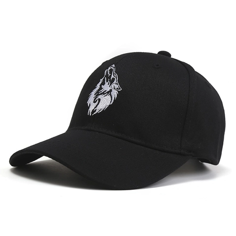 Berretto da Baseball con Ricamo Testa di Lupo in Cotone Regolabile Strapback per Uomo Donna Protezione Solare Hip Hop Punk Streetwear Dad Hat