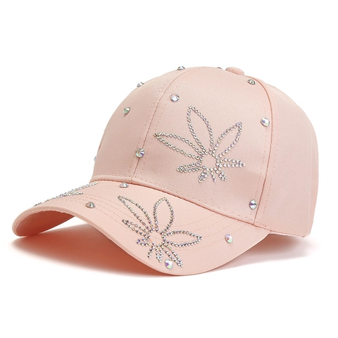 Dames Mode Strass Honkbalpet Ademend Zonbescherming Polyester Satijn Ingelegde Bling Bling Outdoor Verstelbare Hoed