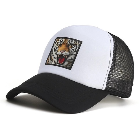 Cappello Trucker Stampa Tigre Mesh Traspirante Snapback Berretto Baseball Regolabile Esterno Protezione Solare Uomo Donna Hip Hop