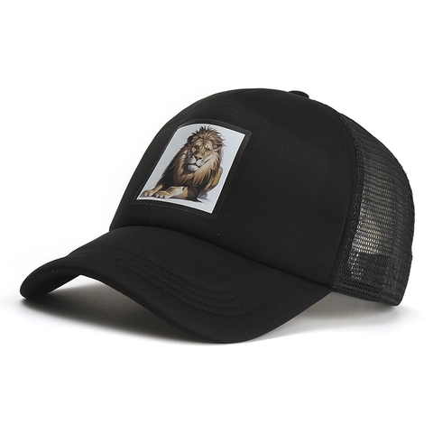 Mode Löwen Aufnäher Trucker Cap Für Herren Damen Netz Atmungsaktiv Verstellbare Baseballkappe Outdoor Sonnenschutz Hut