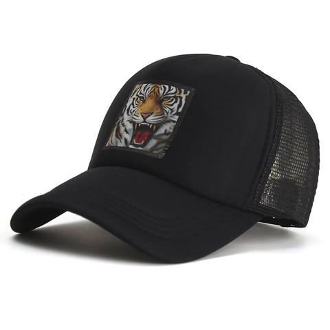 Cappello Trucker Stampa Tigre Mesh Traspirante Snapback Berretto Baseball Regolabile Esterno Protezione Solare Uomo Donna Hip Hop