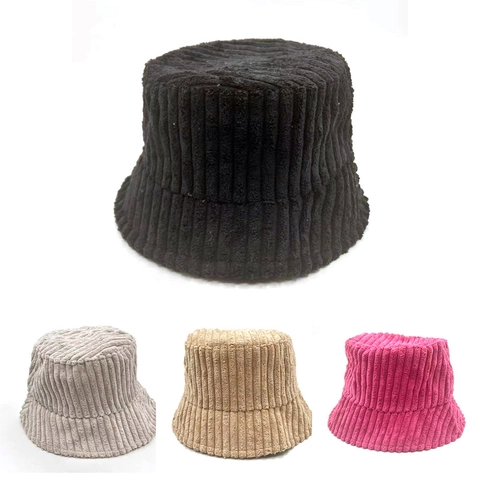 Damen Cord Anglerhut Einfarbig Winter Warm Fischerhut Weich Polyester Outdoor Sonnenschutz Mode Beckenhut