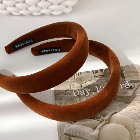 Vintage Samt Gepolsterter Haarreif Für Damen Maillard Kürbisorange Dicke Schwamm Haarreif Herbst Winter Handgemachte Haaraccessoires