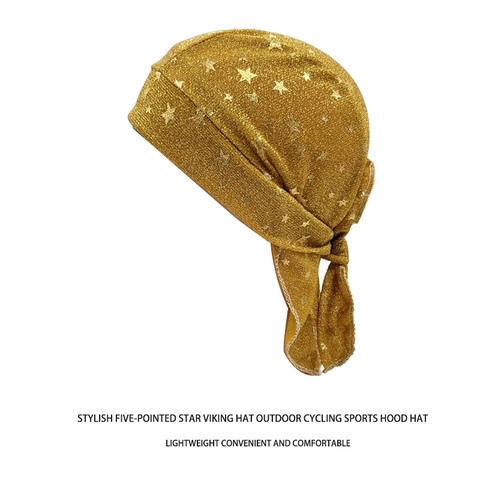 Kerstmis Piratenhoed Gouden Ster Print Sport Fietsen Bandana Durag Lichtgewicht Polyester Hip Hop Hoofddeksel Voor Heren Dames