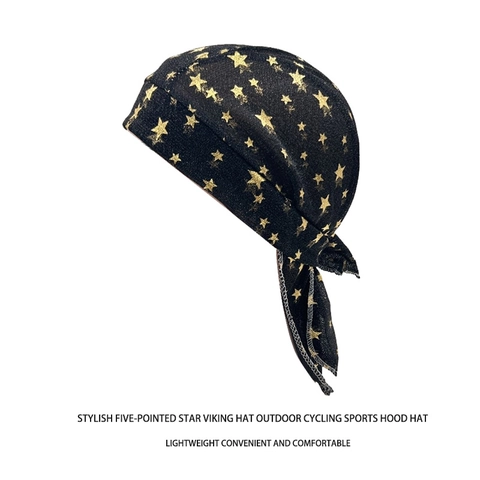 Kerstmis Piratenhoed Gouden Ster Print Sport Fietsen Bandana Durag Lichtgewicht Polyester Hip Hop Hoofddeksel Voor Heren Dames