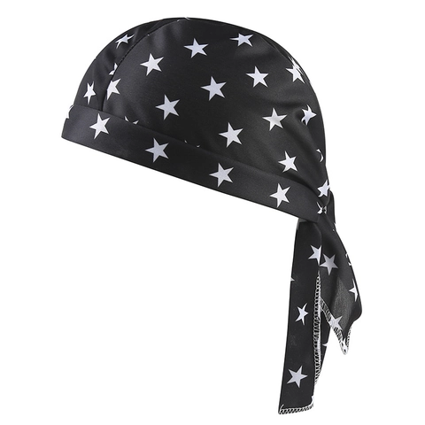 Bandana da Pirata in Poliestere con Stampa a Stelle Traspirante Antivento Copricapo da Ciclismo Streetwear Hip Hop Durag da Uomo Donna