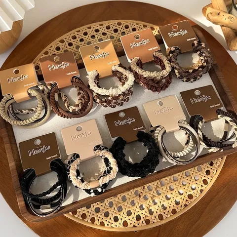 Elastici Per Capelli Intrecciati Vintage In Tessuto Alta Elasticità Scrunchies Porta Coda Minimalisti Per Donna Ragazza Accessorio Quotidiano