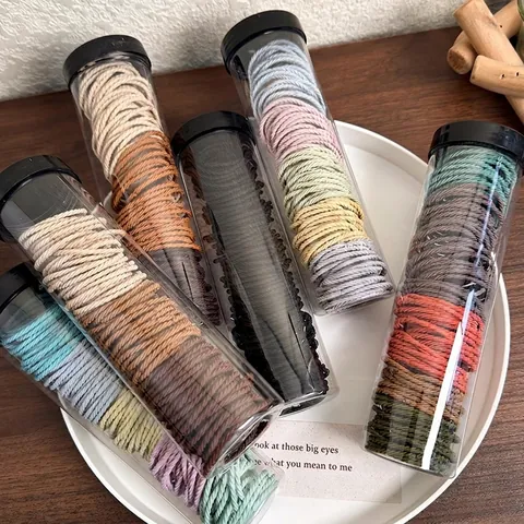 High Elastic Braided Hair Ties For Women Cylinder Storage Ponytail Holders Durable Fabric Hair Bands Fashion Hair Accessories