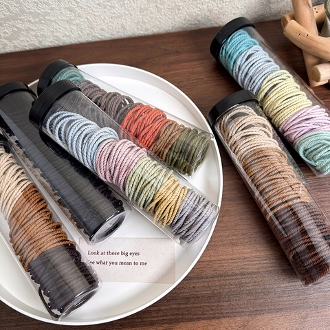 High Elastic Braided Hair Ties For Women Cylinder Storage Ponytail Holders Durable Fabric Hair Bands Fashion Hair Accessories