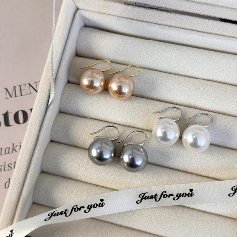 Pendientes de Gancho de Perla Artificial Geométrica Elegante para Mujer Poste de Plata de Ley 925 Joyería Vintage Francesa