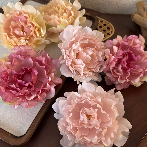 Französische Vintage Stoff Pfingstrose Haarklammer Handgefertigt Entenschnabel Clip Für Damen Frühling Sommer Urlaub Blumiger Haarschmuck