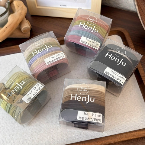 High Elastic Seamless Hair Ties For Women Labeled Thick Fabric Hair Ropes Simple Ribbed Ponytail Holders Hair Accessory