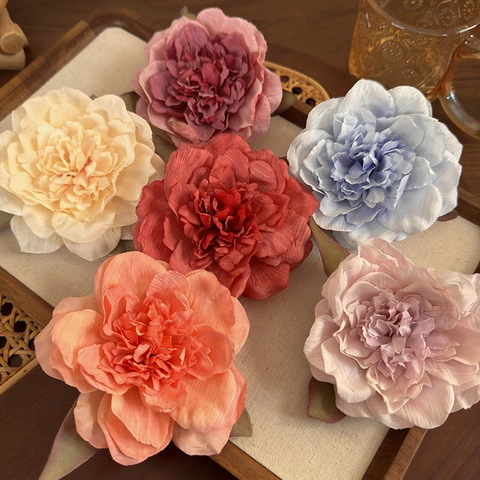 Fermaglio per Capelli a Forma di Peonia in Stile Cinese Vintage Molletta a Becco d'Anatra Elegante Forcina Laterale per Donna Fotografia