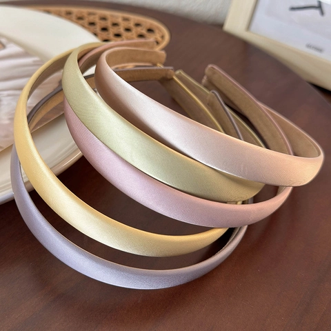Diadema Acolchada de Satén de Color Sólido Elegante Minimalista Antideslizante Aro para el Cabello Tocado de Moda para Mujer