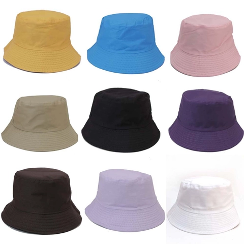 Unisex Cotton Double Sided Bucket Hat Sun Protection Foldable Summer Travel Sunshade Plain Color Casual Fisherman Hat