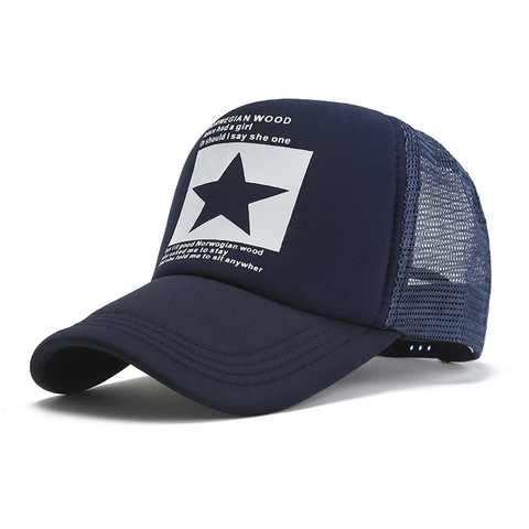 Katoen Polyester Ster Gedrukte Trucker Pet Ademend Gaas Honkbalpet Amerikaans Retro Snapback Buiten Zonnehoed Sportpet