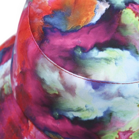Cappello Bucket Reversibile Unisex in Cotone Tie Dye Graffiti Artistico Lavaggio Inchiostro Protezione Solare Outdoor Hat