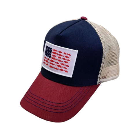 Outdoor Vissen Trucker Pet Voor Heren Dames Mesh Ademend Baseballpet Met Vis Amerikaanse Vlag Geborduurde Patch Zonneklep Hoed