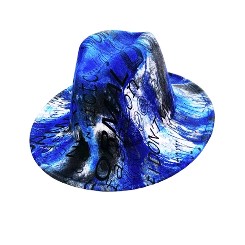 Street Graffiti Tie Dye Wide Brim Fedora Hat Vintage Jazz Cap Cotton Felt Hat For Men Women Fashion Outdoor Accessories