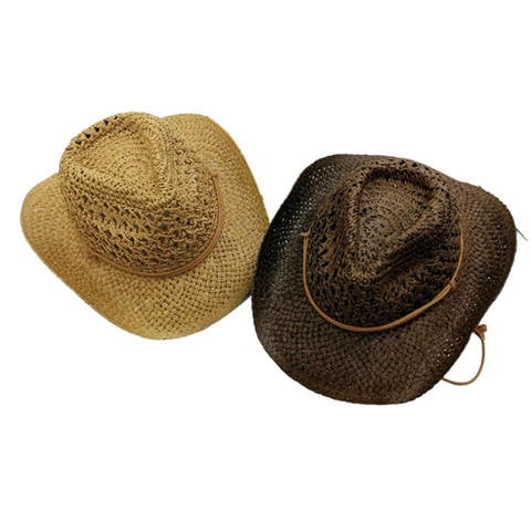 Herren Cowboy Strohhut Mit Breiter Krempe Sommer Atmungsaktiver Ausgehöhlter Sonnenhut Lässiger Britischer Stil Jazzhut Für Reisen