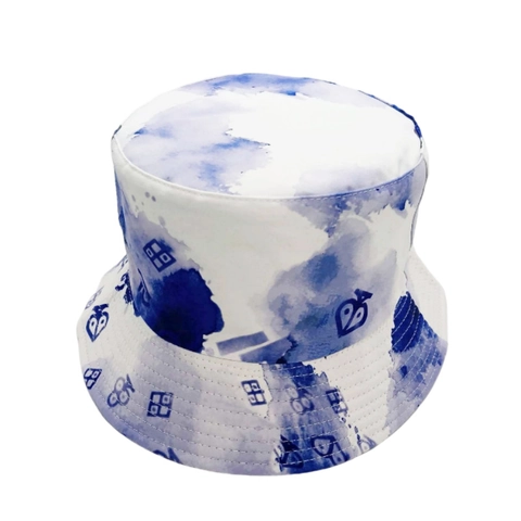 Unisex Reversible Tie-Dye Ink Style Bucket Hat Cotton Blend Sun Protection Outdoor Fisherman Cap For Men Women Casual Fashion Hat