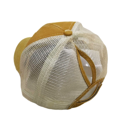 Gorra Trucker de Algodón Lavado para Mujer Bandera de EE. UU. Vintage Bordado de Malla con Agujero de Coleta Gorra de Béisbol Exterior