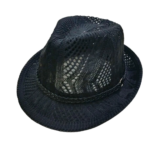 Cappello Fedora Intrecciato Traforato Estivo per Uomo Donna Protezione Solare Traspirante Cappello Jazz Casual Spiaggia