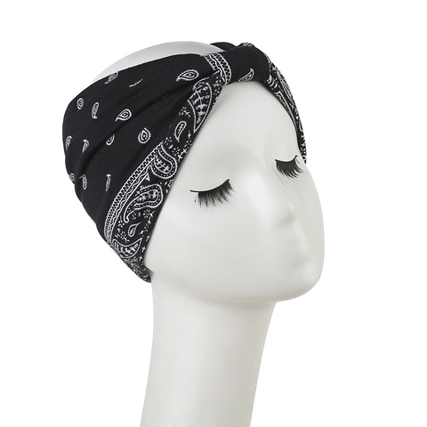 Fascia per Capelli in Cotone con Stampa Paisley Donna Bandana Elastica Nodo Intrecciato per Sport Fitness Yoga Hip Hop Vintage