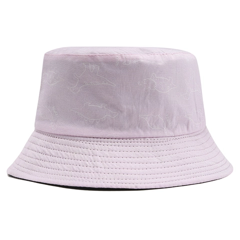 Cappello a Secchiello da Donna in Cotone Con Stampa Dinosauro Pieghevole Estivo Protezione Solare UV Impermeabile