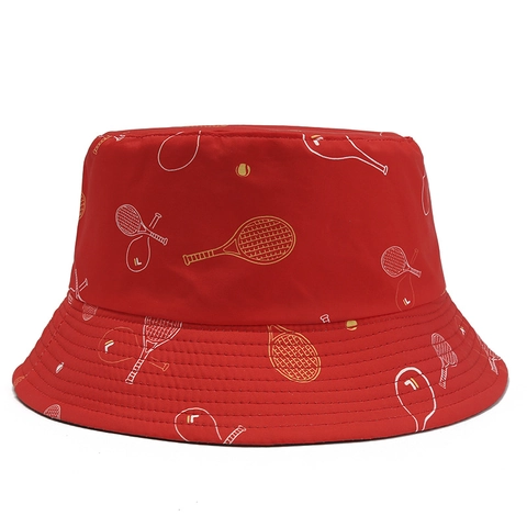 Unisex Baumwolle Tennisschläger Druck Anglerhut Mode Breite Krempe Sonnenschutz Fischerhut Outdoor Casual Sport Hut