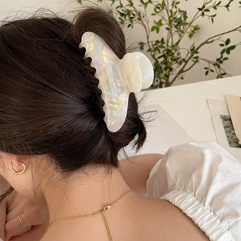 Französisch Elegante Acetat Haarkralle Große Zelluloid Schildpatt Haarklammer Irisierende Polierte Haargreifer Damen Haarschmuck