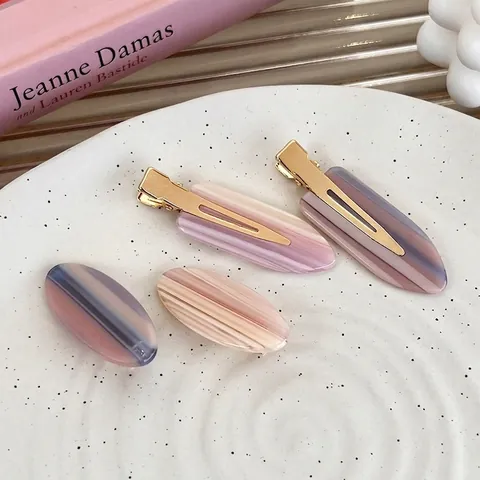 Fermaglio per Capelli a Becco d'Anatra in Acetato Marmorizzato Rosa per Donna Accessori per lo Styling dei Capelli Vintage Francese