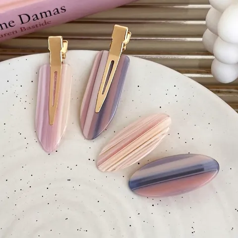 Fermaglio per Capelli a Becco d'Anatra in Acetato Marmorizzato Rosa per Donna Accessori per lo Styling dei Capelli Vintage Francese