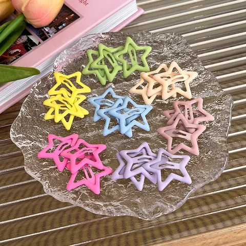 Pinza para el Pelo de Estrella de Aleación Mate Color Macarrón Pentagrama Clip BB para Mujeres Niñas Accesorios para el Cabello