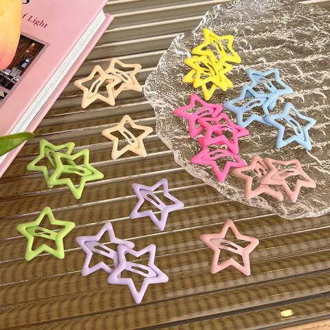 Pinza para el Pelo de Estrella de Aleación Mate Color Macarrón Pentagrama Clip BB para Mujeres Niñas Accesorios para el Cabello