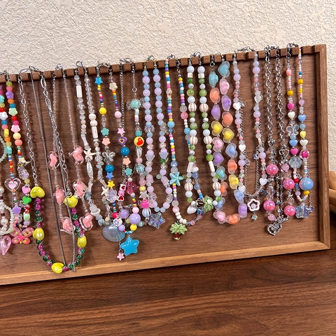 Y2K Süß Dopamin Bunte Perlenkette Für Mädchen Herz Stern Anhänger Harz Legierung Perle Choker Mode Schmuck Halsketten
